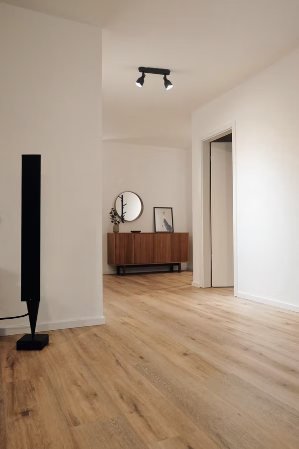 A Room Decorated with Shining Vinyl Floors